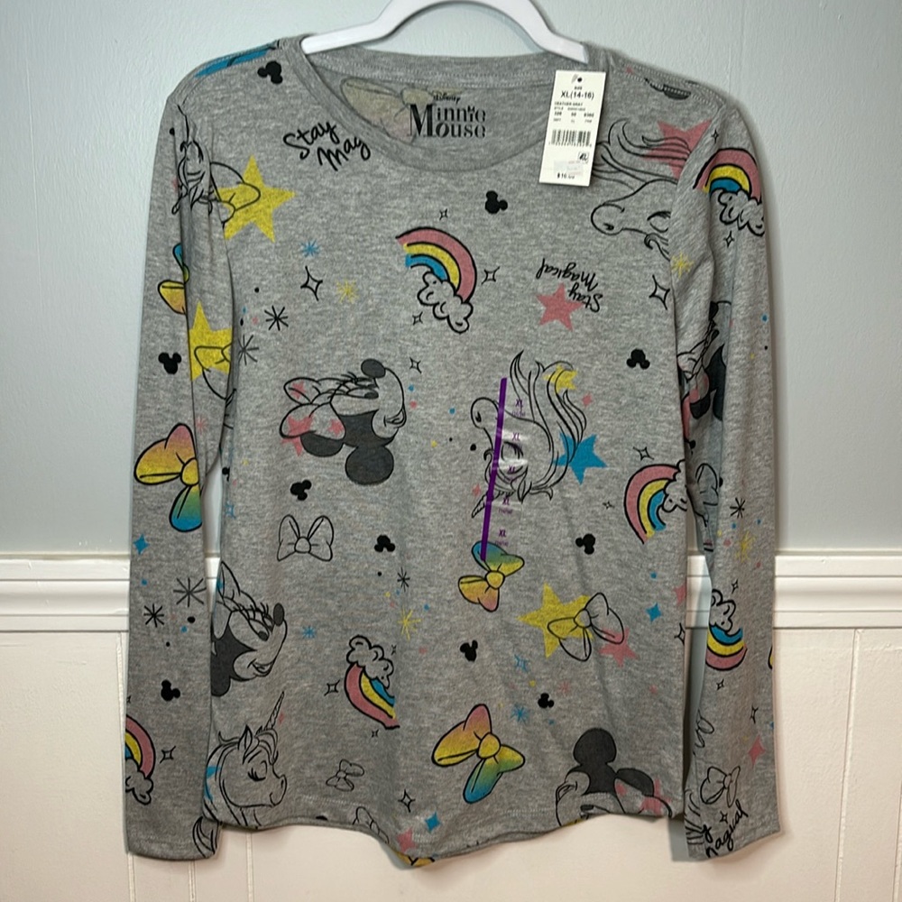 5 for $20! Disney Minnie Mouse unicorn and rainbows long sleeve tee size XL